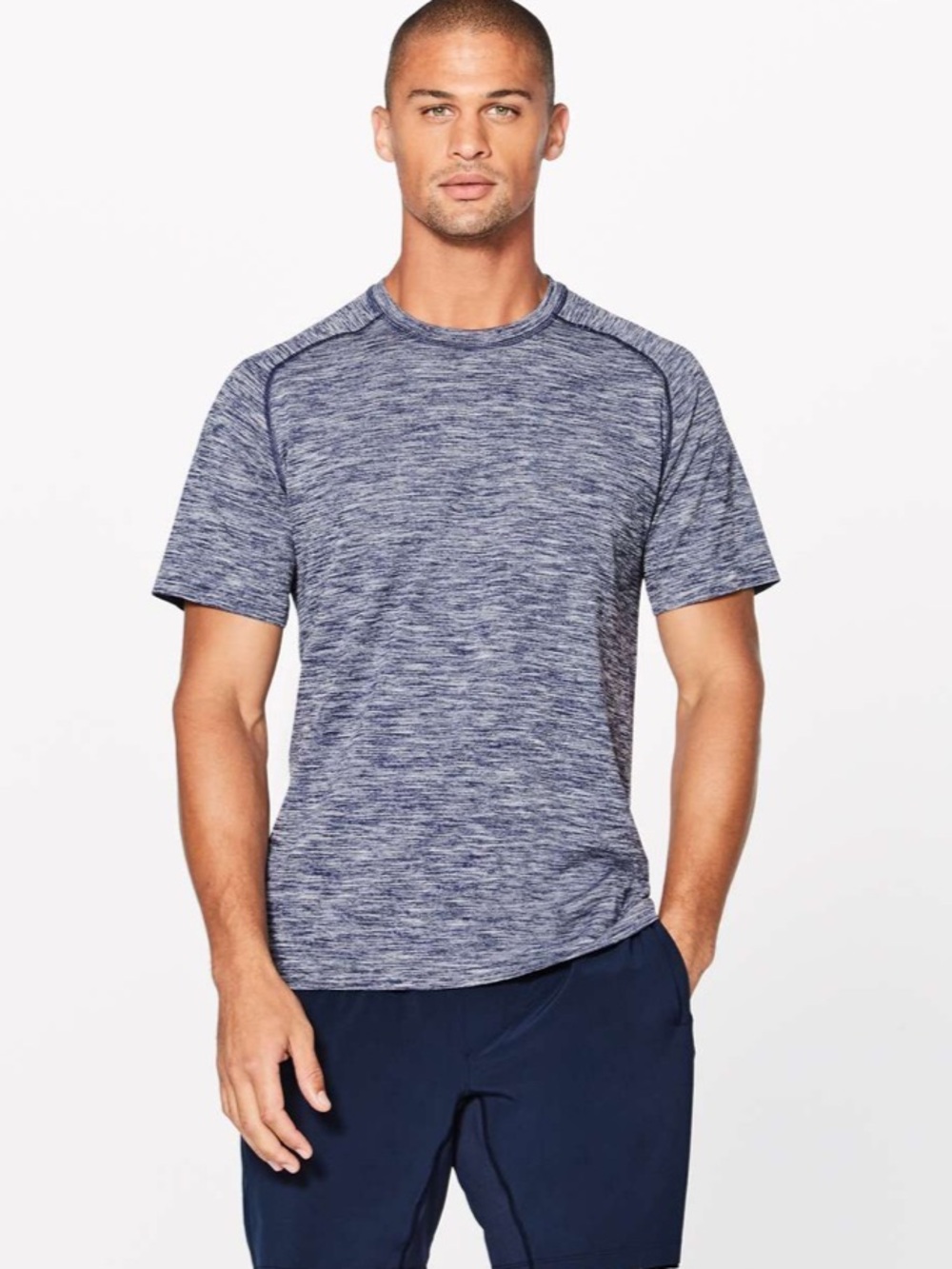 Lululemon Metal Vent Tech Surge Short Sleeve Shirt Navy/White Sz XL